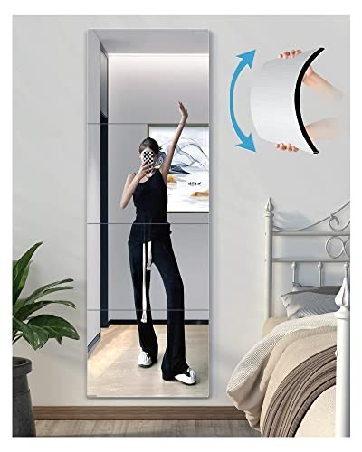 Shatterproof Wall Mirror Full Length for Bedroom, Plexiglass Gym 48″L x 12″W