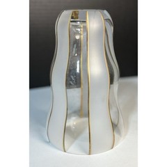 Clear and Etched with Gold Stripe Made in Czech Republic vase 7.75″ H