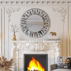Round Wall Mirror Decorative Accent Sunburst Art Venetian Mirror Beveled Edge
