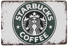 Starbucks Coffee Tin Sign (Tea Latte Cappuccino Iced Java Cup Joe Folgers)W11941