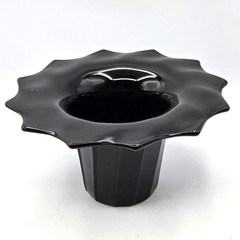 BLACK GLASS FLOWER POT OR VASE CONTEMPORARY MODERN