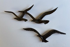 Vtg Homco Syroco Faux Wood Plastic Flying Seagulls Birds Wall Art Decor 1981