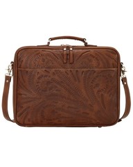 American West Leather Laptop Briefcase Mocha