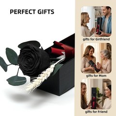 Forever Preserved Black Rose Birthday Gifts for Women,Eternal Flower Gifts for M