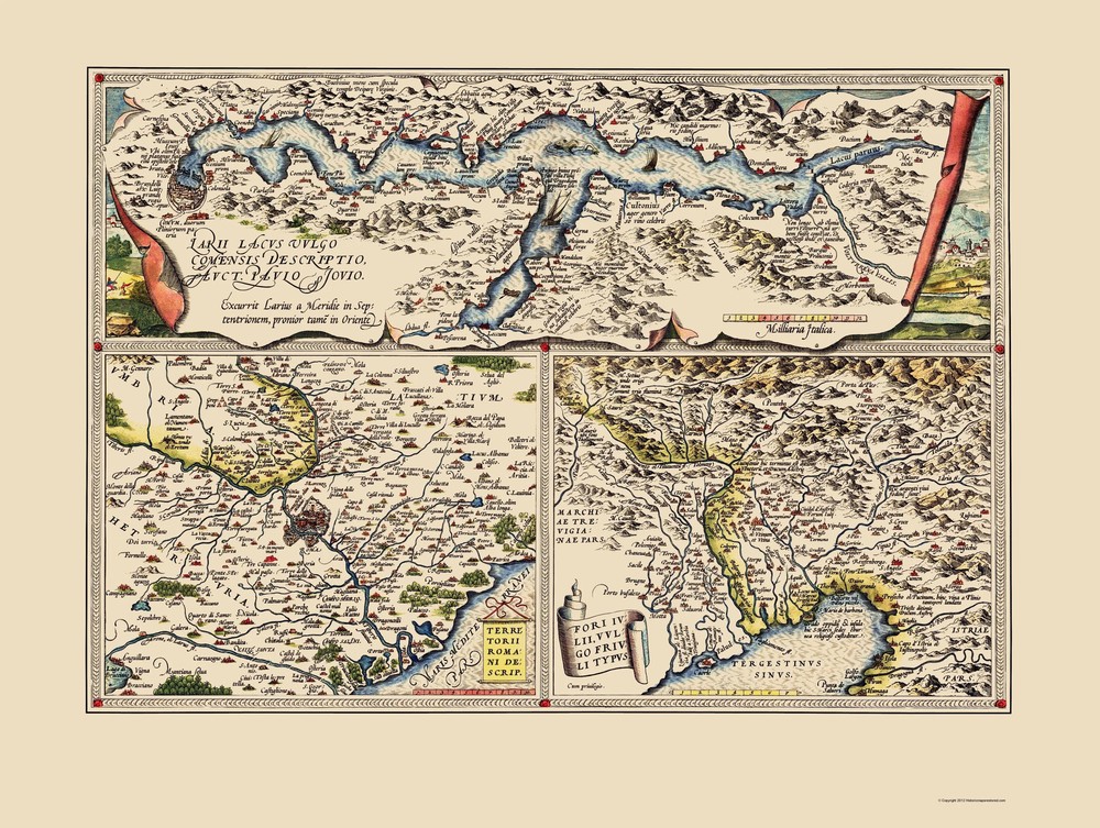 Historic Map – Como Region Italy Upper Adriatic – Ortelius 1609 – Vintage Wall