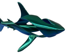 Shark Mom Baby Iridescent Blue-Green-Purple Decorative Nautical Ocean Theme