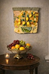Vintage Italian Style Yellow Lemon Tree Hanging Wall Art Plaque 15″ x 15″