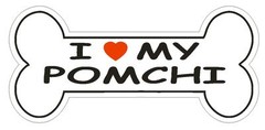 Love My Pomchi Bumper Sticker or Helmet Sticker D2509 Dog Bone Decal