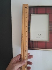 Pottery Barn Lynbrook Red Plaid Picture Frame Chrome Silver 4×6 Photo Shadow Box