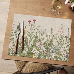 Wildflower Vinyl Placemats Set of 4, Washable Non-Slip Plastic PVC Table Mats
