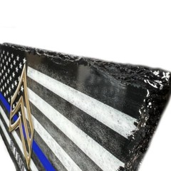 Military Thin Camouflage Line American Flag Design Slate Rock Desk Accessory