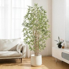Artificial Bamboo Tree, Fake Bamboo Plant 5FT Tall with 6 Natural Real Bamboo