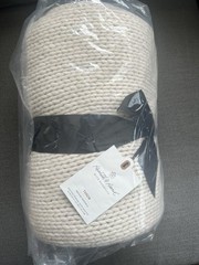 Chunky Knit Bordered Throw Blanket Cream Hearth & Hand with Magnolia New