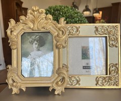 Set of 2 gold & beige ornate picture frames size 3.5″ x 5″ and 5″ x 5″