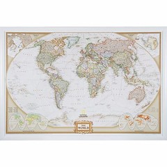 Craig Frames, Executive World Push Pin Travel Map with Pins – 24 x 36