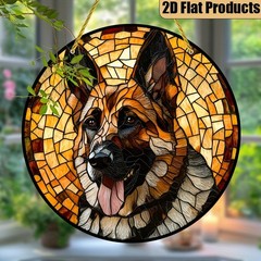 German Shepherd Mosaic Acrylic Suncatcher Dog Lover Window Hanging Decoration