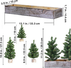 3 Pack Mini Canadian Pine Trees with Wood Bases Artificial Miniature