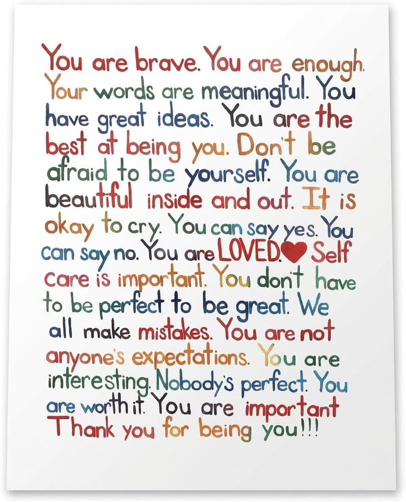 «You Are Enough-Loved-Important»- Inspirational Wall Art Print- 8 X 10″ Ready