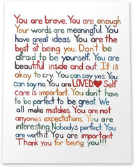 «You Are Enough-Loved-Important»- Inspirational Wall Art Print- 8 X 10″ Ready