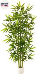 Artificial Bamboo Tree, 6Ft Tall Fake Bamboo Plant with White Planter, Faux Tree