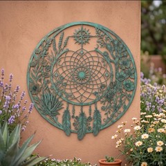 Metal Dreamcatcher Wall Art, Large Round Garden Decor
