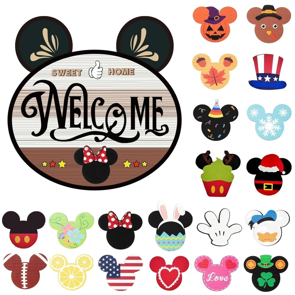 Durable 15.7» Mouse Interchangeable Welcome Sign – Perfect Housewarming Gift