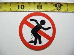 NO NOT ALLOWED PUBLIC BATHROOM SMALL STICKER DECAL JOB OCCUPATION PROHIBITED