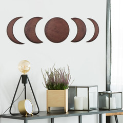 5 Pieces Metal Moon Phase Wall Decor Rusty Moon Distressed Country Primitive Hom