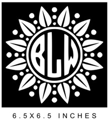 FLOWER DOTS MONOGRAM NAME INITIALS CUSTOM VINYL DECAL 8″ GLASS BLOCK DIY CRAFTS