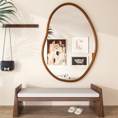Irregular Wall Mirror Asymmetrical Accent Mirrors Modern Wood Frame Decor Mirror