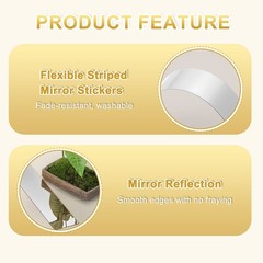 30 Pcs Striped Mirror Stickers, 1.18» x 11.8» Mirror Wall Stickers, Silver