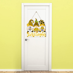 Sunflower Welcome Door Sign Wood Gnome Hanger Sunflower Wreath for Front Door Su