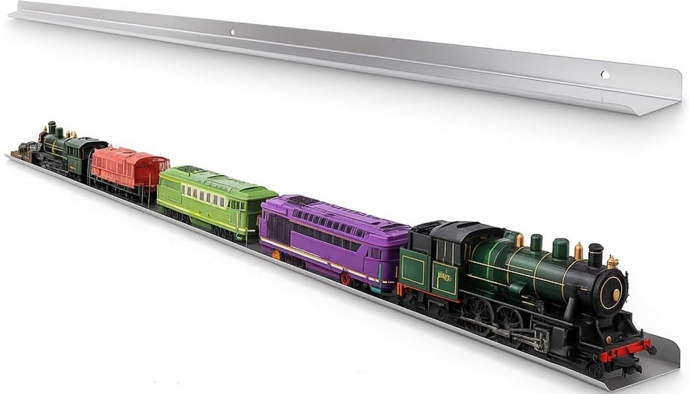 Train Display Case 2 Pack 48″ O HO Scale Model Locomotive Wall Railroad Shelf