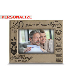 Personalize 20 Years of marriage-Anniversary gift-engraved Leather frame