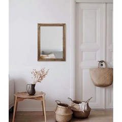 Rustic Wood Wall Mirror Rectangle for Bedroom, Living Room, Bathroom, Entryway