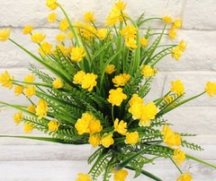 6pc Artificial Fake Flowers Yellow White Ivory Outdoor Plastic Shrubs Mini Rose