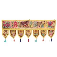 Indian Cotton Door Hanging Toran Vintage Patchwork Boho Embroidered Home Decor