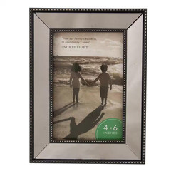 7.75 In. Silver 4 In. X 6 In. Studded Glass Mirror Encased Photo Picture Frame