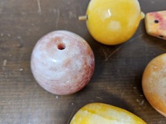 Vintage MCM Alabaster Stone Fruit 7 Piece Lot