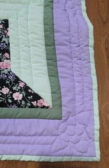 Vintage Handmade Floral Patchwork Quilt Square Lavender Cottagecore Wall Hanging