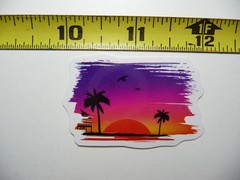 WATERCOLOR STYLE SUNSET BEACH SMALL STICKER DECAL TROPIC SCENE VACATION TRIP