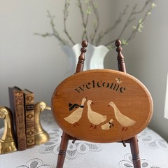Vintage Wooden Goose Welcome Wall Plaque Farmhouse Cottagecore Decor