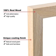 12×12 Picture Frames, 4 Pack Natural Solid Wood Square Frames for Art, 8×8 Ma…