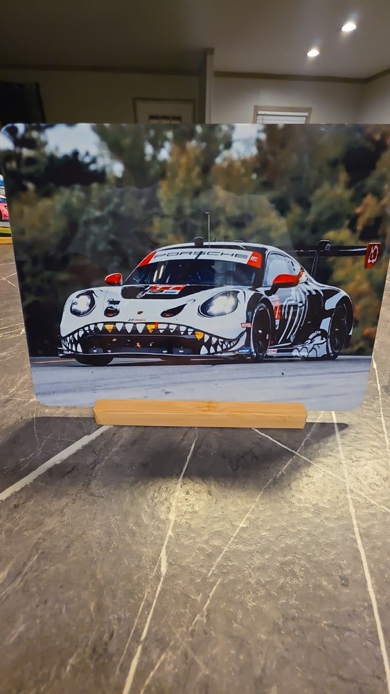 Rexy Porshe GTR Skeleton Aluminum Sublimated Glossy Wall/Desk Art With Stand