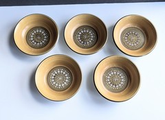 Vintage SET Of 5 Premiere DuraStone YELLOW Mosaic Soup Cereal Bowls Gano Japan