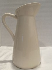 Elegant Expressions by Hosley White Glazed Decorative Ceramic Pitcher Vase 10″