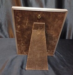 Vintage Photo Frame 8 X 10 Silver Metal Brown Velvet Easel Hanging Mid Century