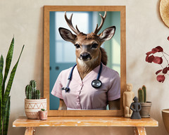 Nurse Deer Portrait, Animal Portrait, Realistic Animal Portrait, Animal Wall Art