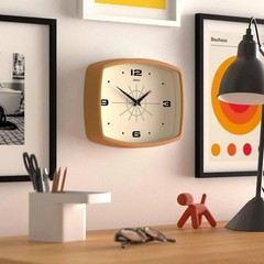 Movie Wall Clock | Rectangular Retro Clock | 10 inch | Mustard Yellow | Cool mid
