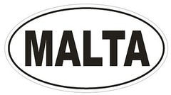 MALTA Oval Bumper Sticker or Helmet Sticker D2140 Country Euro oval